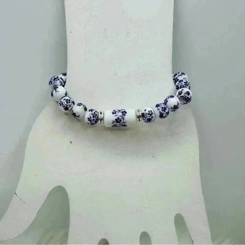 Purple Ceramic Chinese Style Beaded Bracelets for small wrist sizes